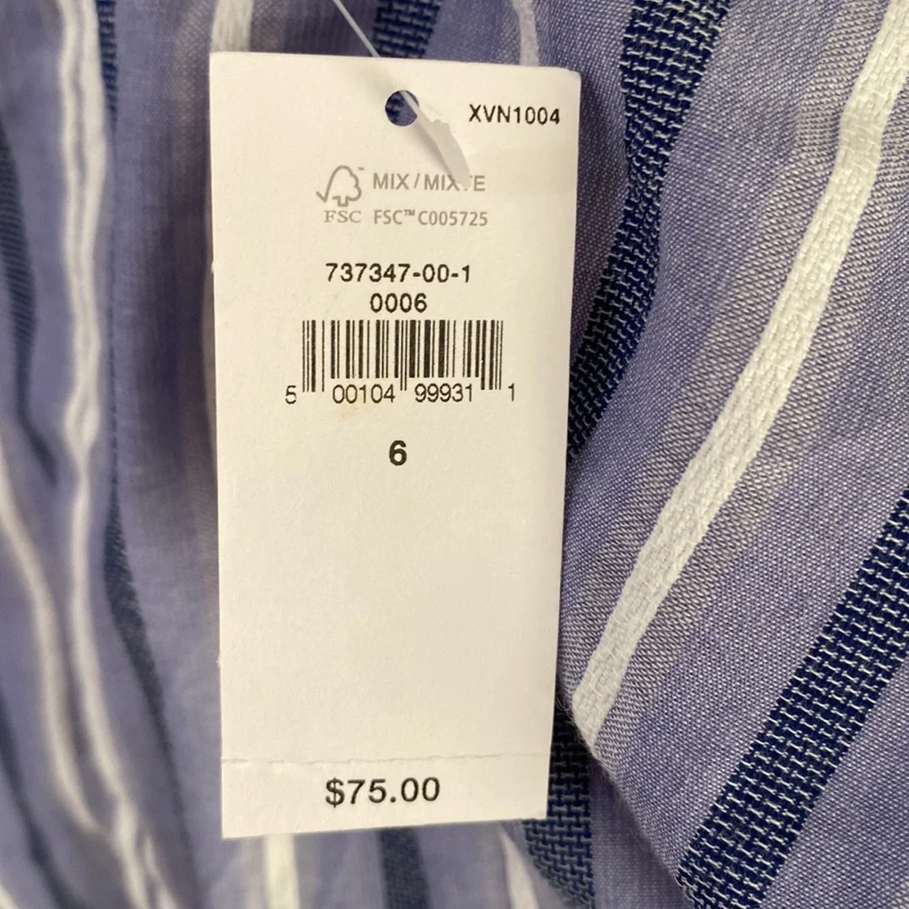 New Banana Republic deep v neck blue striped blouse top 6 - Picture 6 of 7